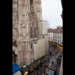 Baufortschirtt am Südturm des Stephansdoms, Bild zeigt das Baugerüst