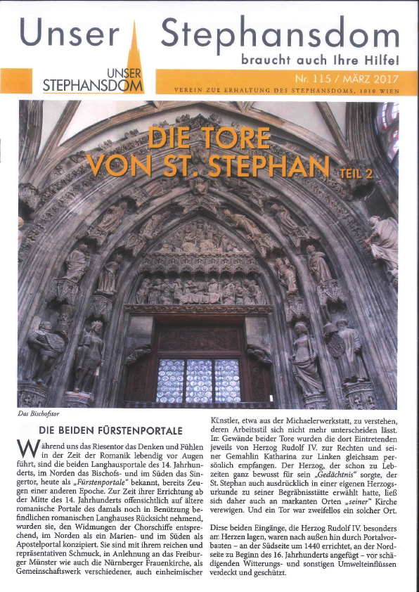 Vereinszeitung Unser Stephansdom 115, März 2017, Titel: Die Tore von St. Stephan Teil 2