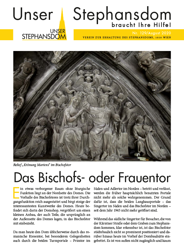 Vereinszeitung Unser Stephansdom 129, August 2020, Titel: Das Bischofts- oder Frauentor